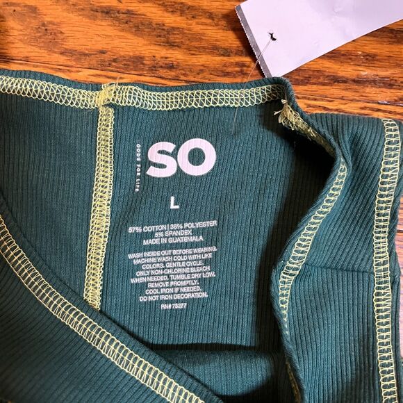 Y2k Surfwear Indie SO Love Peace Ribbed Tank Top Women's Size L Turquoise Green - Picture 4 of 8